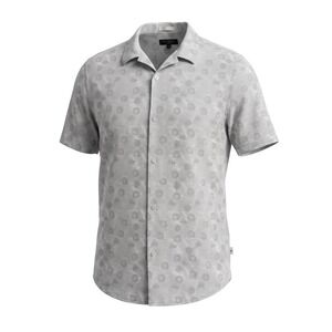 Resort Ted Baker London Wavy Geometric Linen Blend Shirt Size 7 XXL Short Sleeve